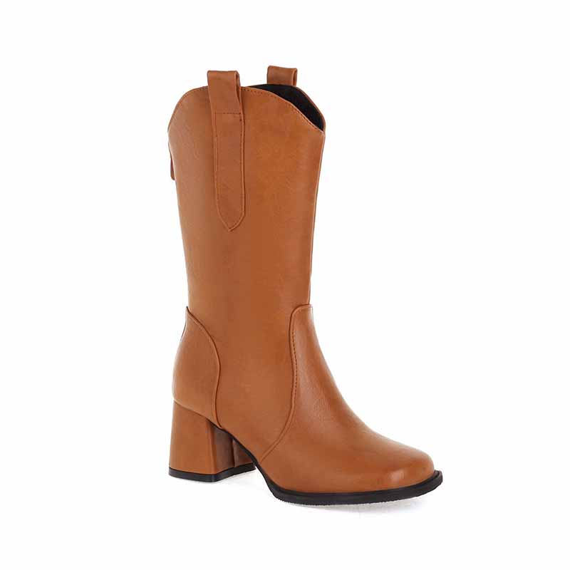 Fashion Boots Plus Size Mid-calf Boots in white, black,brown,khaki color