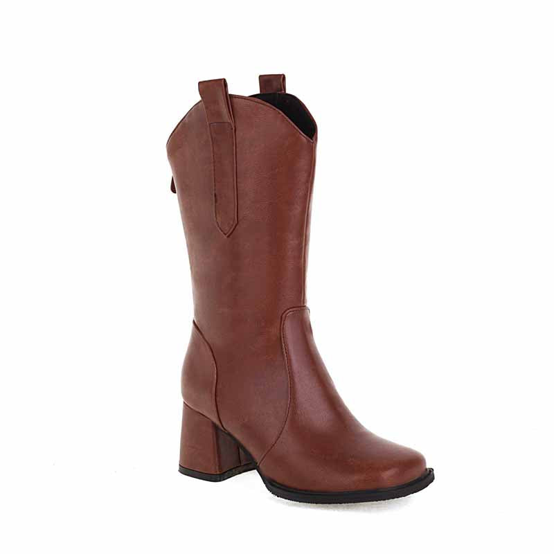 Fashion Boots Plus Size Mid-calf Boots in white, black,brown,khaki color