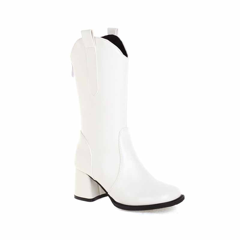 Fashion Boots Plus Size Mid-calf Boots in white, black,brown,khaki color