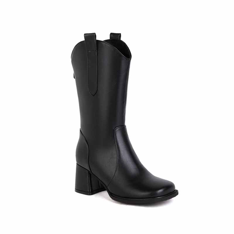 Fashion Boots Plus Size Mid-calf Boots in white, black,brown,khaki color