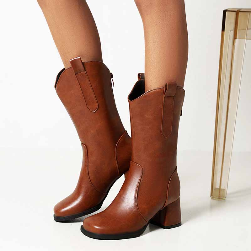 Fashion Boots Plus Size Mid-calf Boots in white, black,brown,khaki color