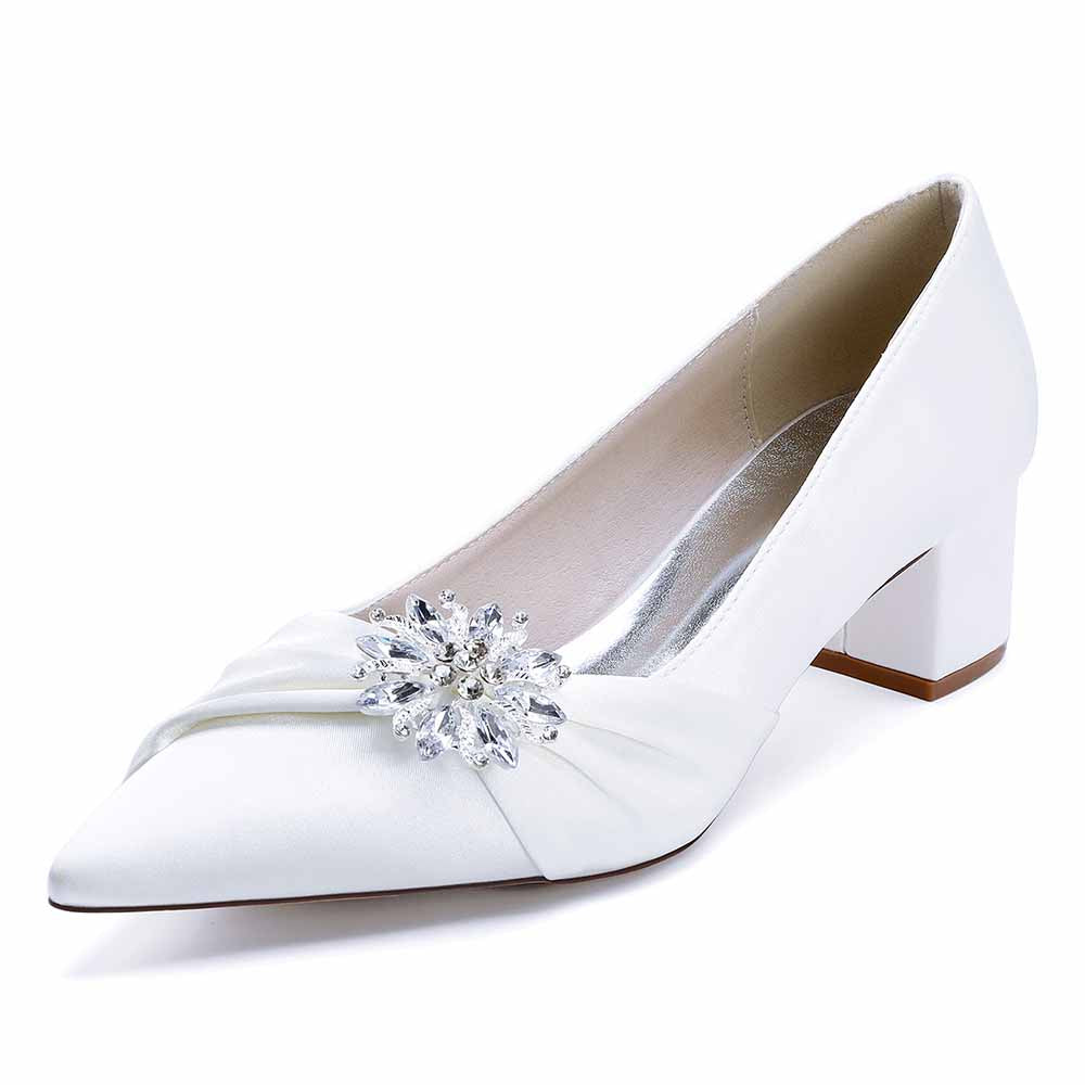 Chunky Heel Dress Sandals Point Toe Dress Heels Beads Bride Shoes