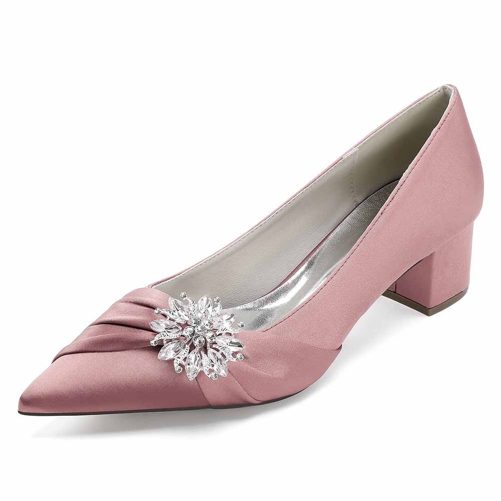 Chunky Heel Dress Sandals Point Toe Dress Heels Beads Bride Shoes