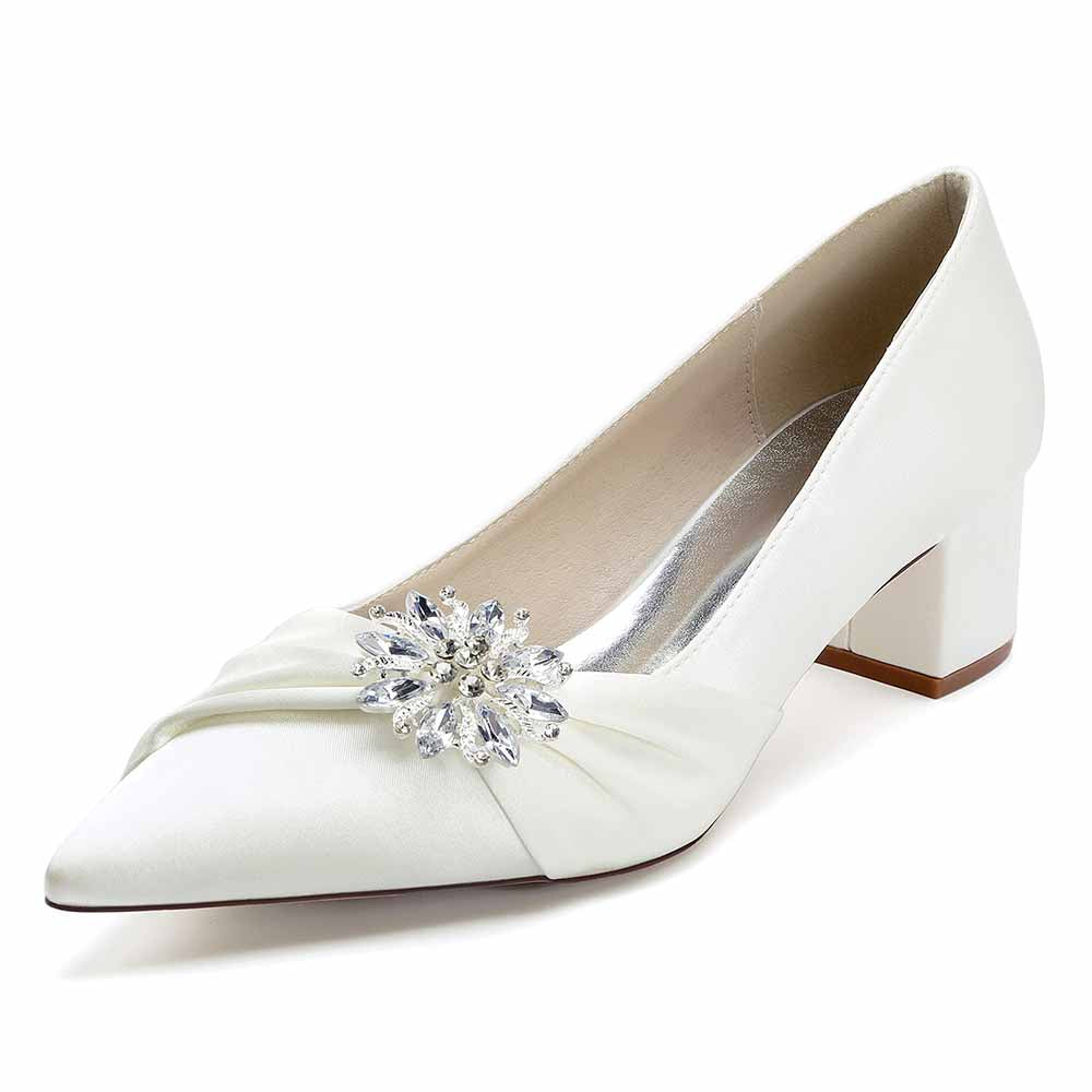 Chunky Heel Dress Sandals Point Toe Dress Heels Beads Bride Shoes