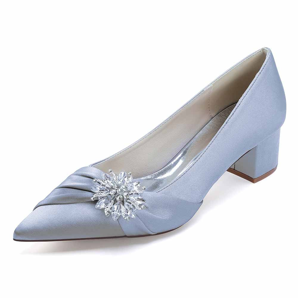 Chunky Heel Dress Sandals Point Toe Dress Heels Beads Bride Shoes