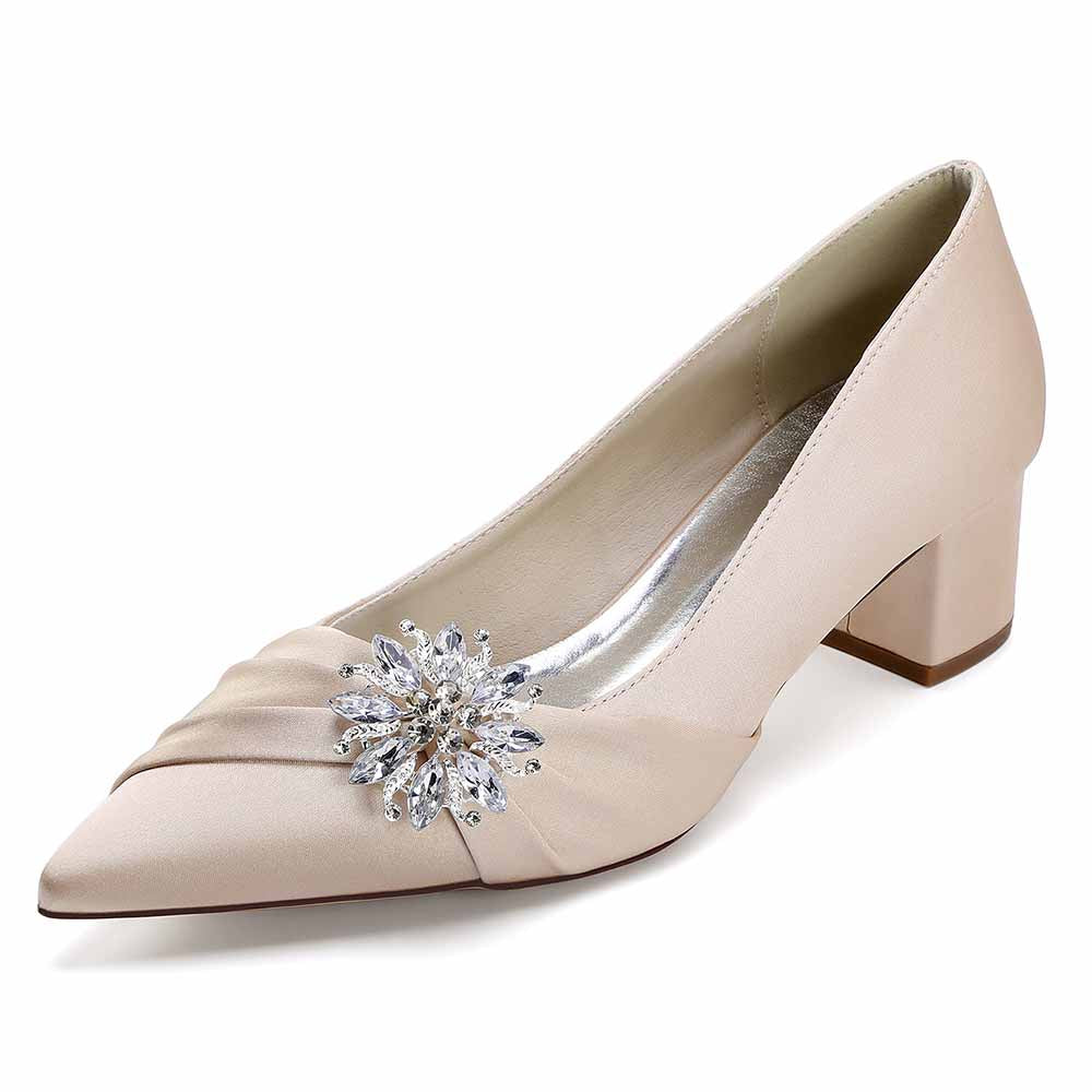 Chunky Heel Dress Sandals Point Toe Dress Heels Beads Bride Shoes