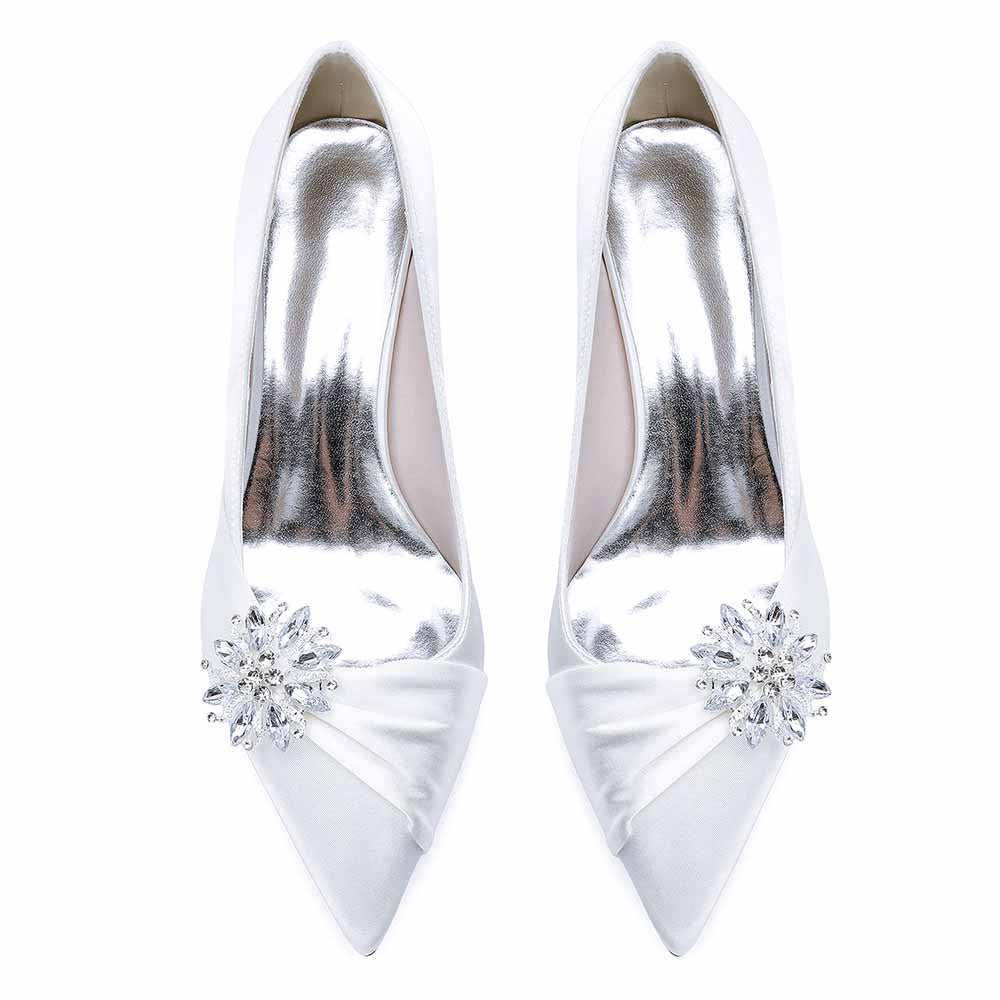 Chunky Heel Dress Sandals Point Toe Dress Heels Beads Bride Shoes