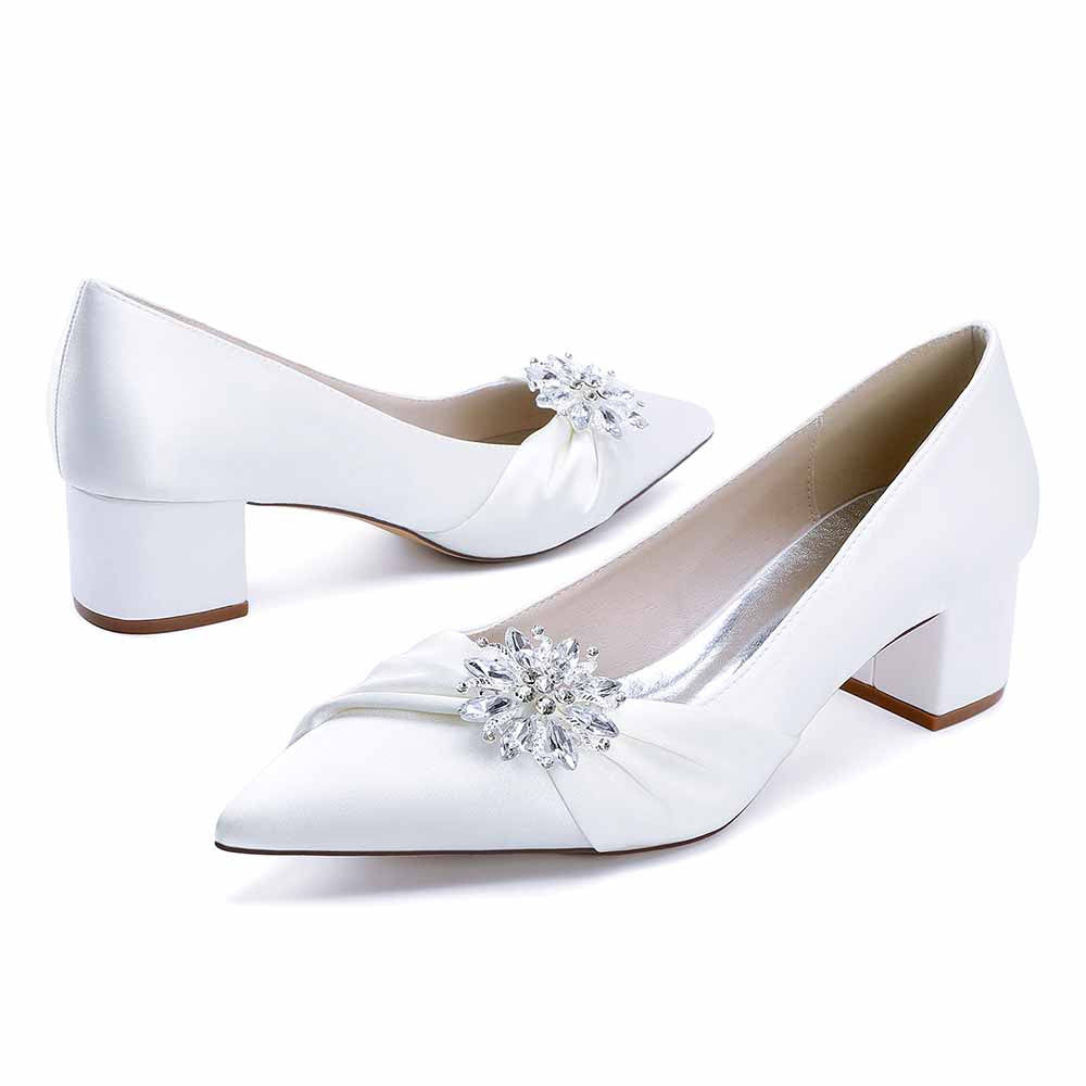 Chunky Heel Dress Sandals Point Toe Dress Heels Beads Bride Shoes