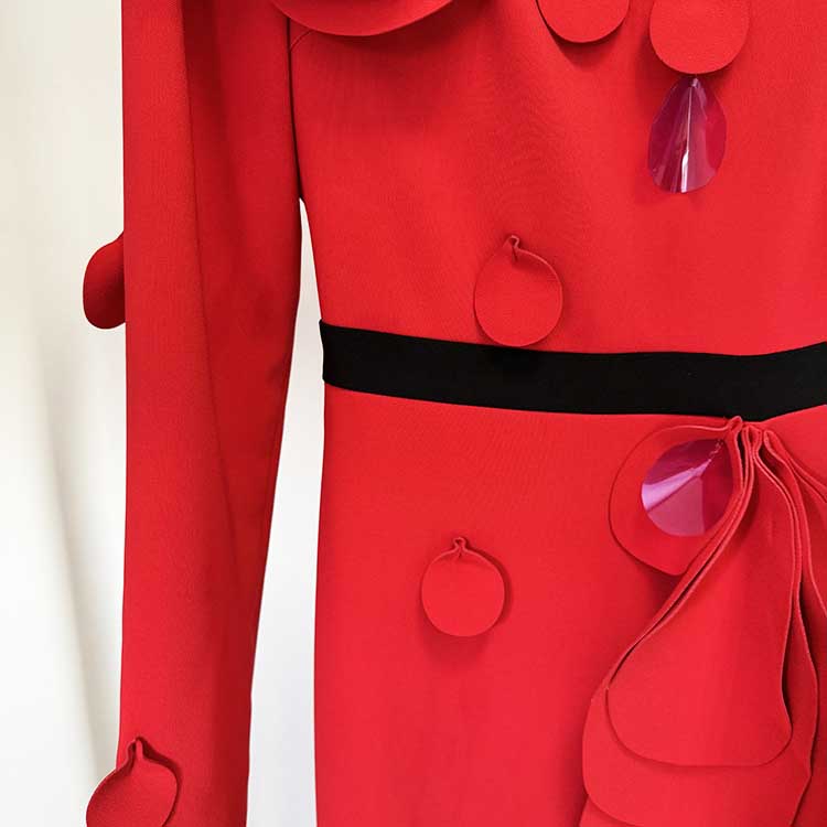 Women's Long Sleeves Party Gown Flower Detail Long Prom Dress