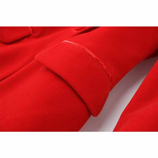 Women's Red Single-Breasted Blazer & Pant Suit | 2-Piece Set