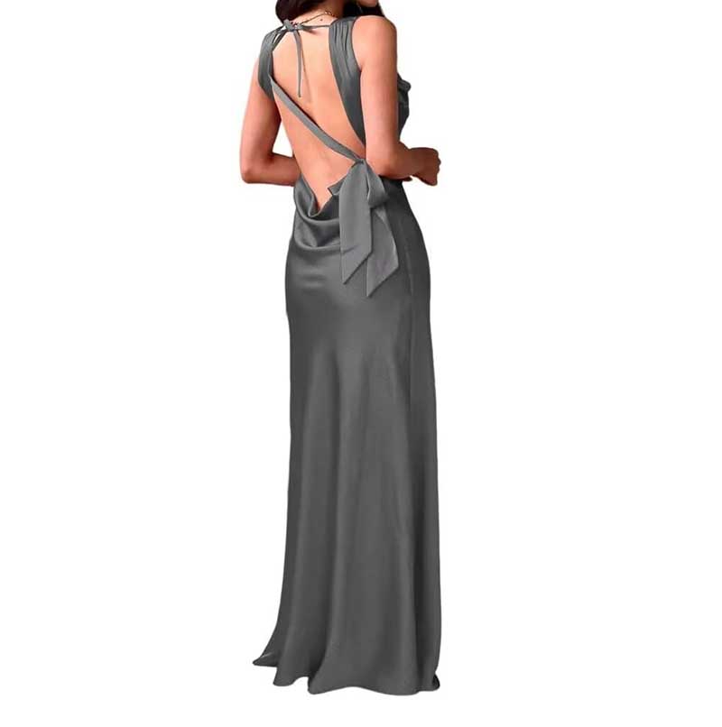 Elegant Burgundy Spaghetti Strap Bridesmaid Gown