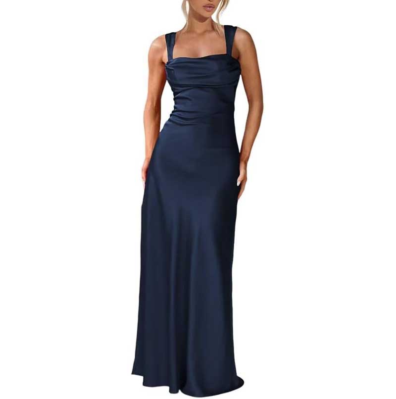 Elegant Burgundy Spaghetti Strap Bridesmaid Gown