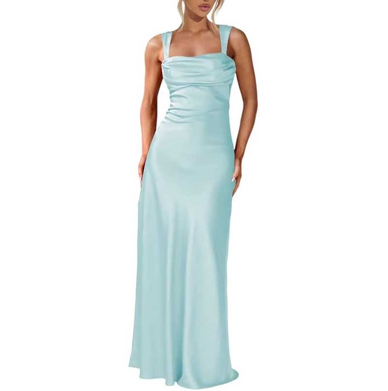 Elegant Burgundy Spaghetti Strap Bridesmaid Gown