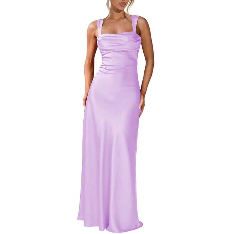Elegant Burgundy Spaghetti Strap Bridesmaid Gown