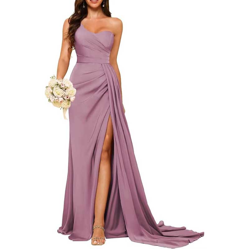 One Shoulder Bridesmaid Dress Prom Gown