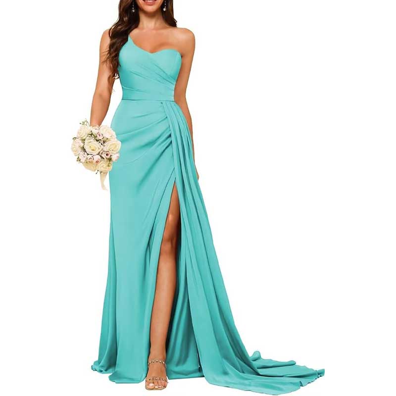 One Shoulder Bridesmaid Dress Prom Gown