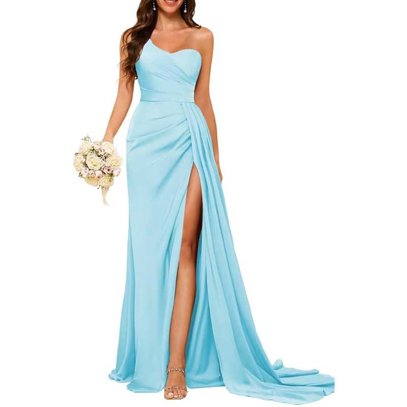 One Shoulder Bridesmaid Dress Prom Gown