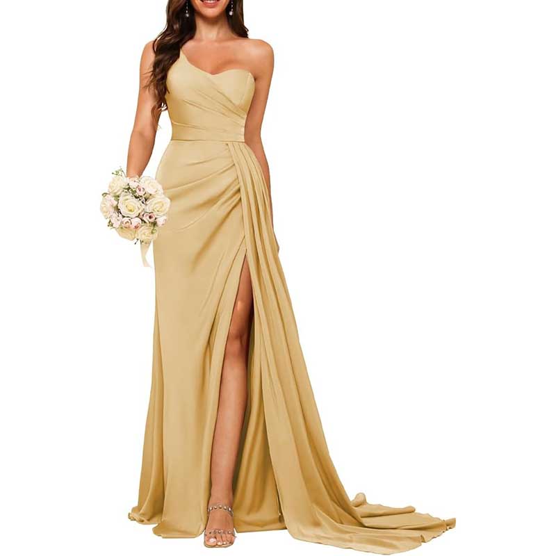 One Shoulder Bridesmaid Dress Prom Gown