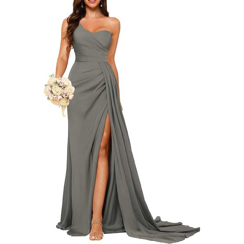 One Shoulder Bridesmaid Dress Prom Gown