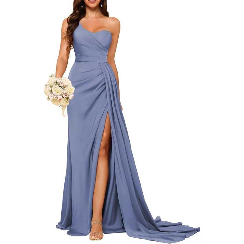 One Shoulder Bridesmaid Dress Prom Gown