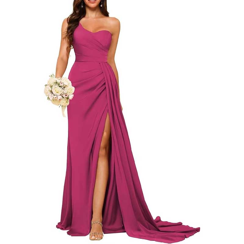 One Shoulder Bridesmaid Dress Prom Gown
