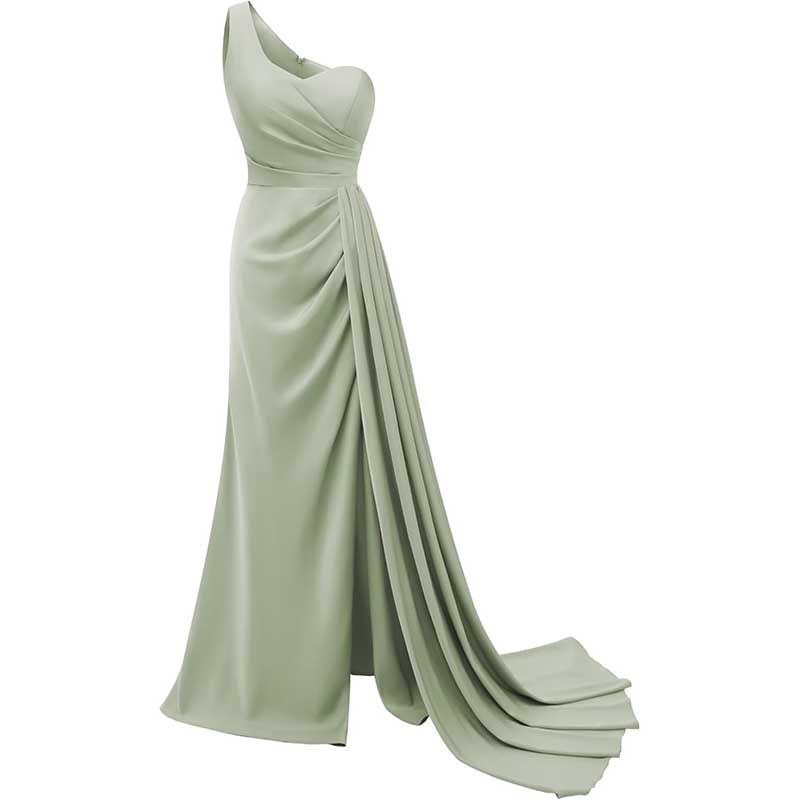 One Shoulder Bridesmaid Dress Prom Gown