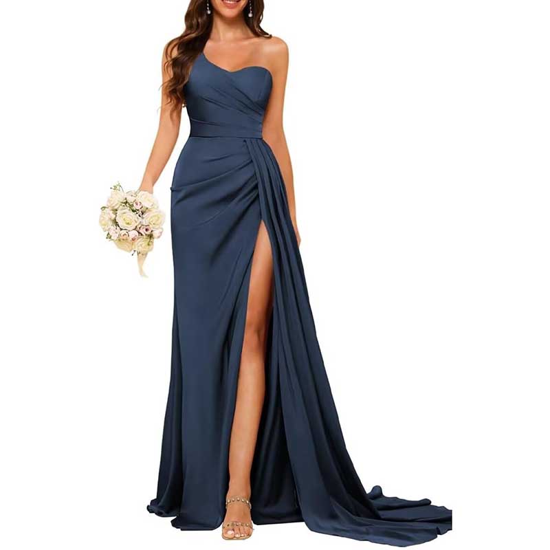 One Shoulder Bridesmaid Dress Prom Gown
