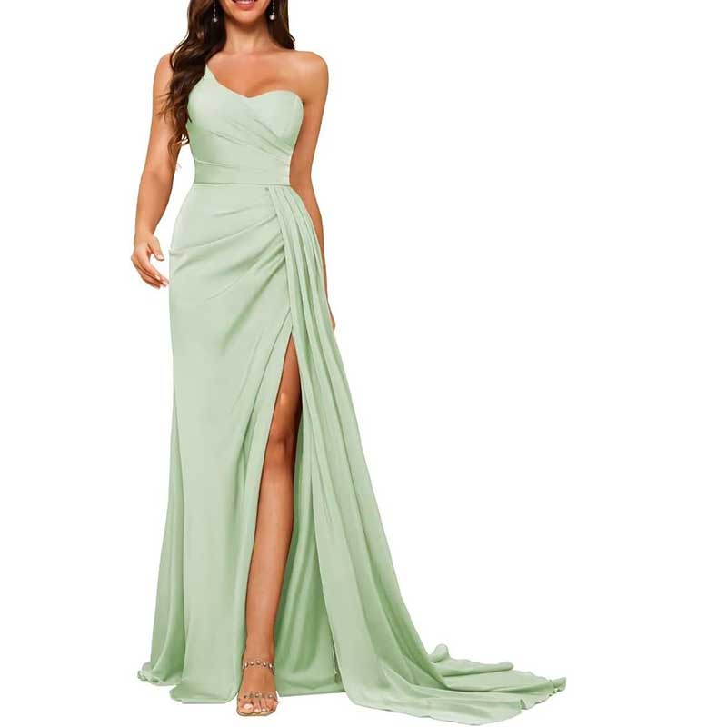 One Shoulder Bridesmaid Dress Prom Gown