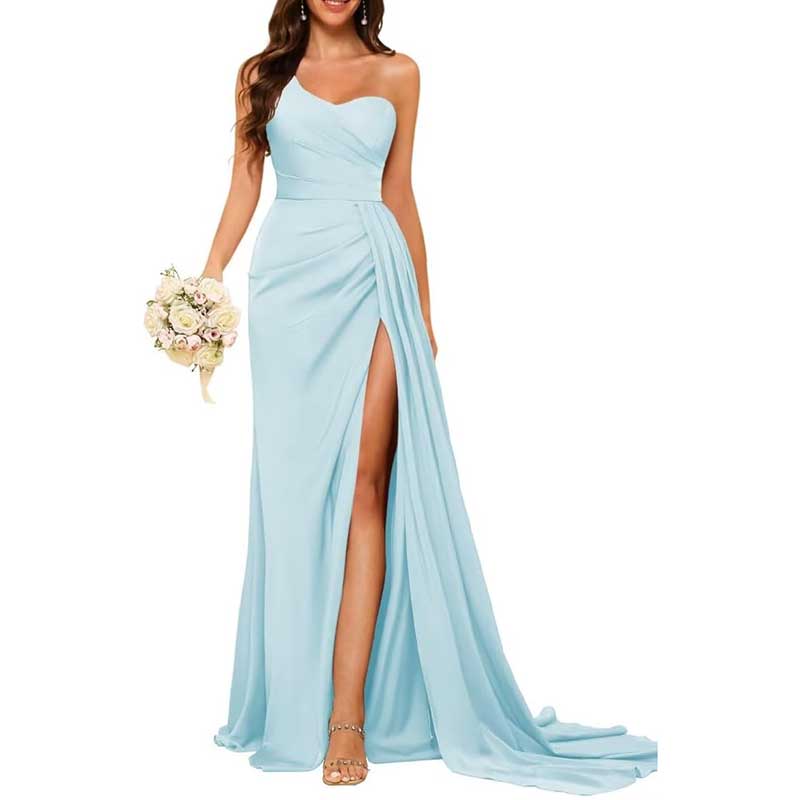 One Shoulder Bridesmaid Dress Prom Gown