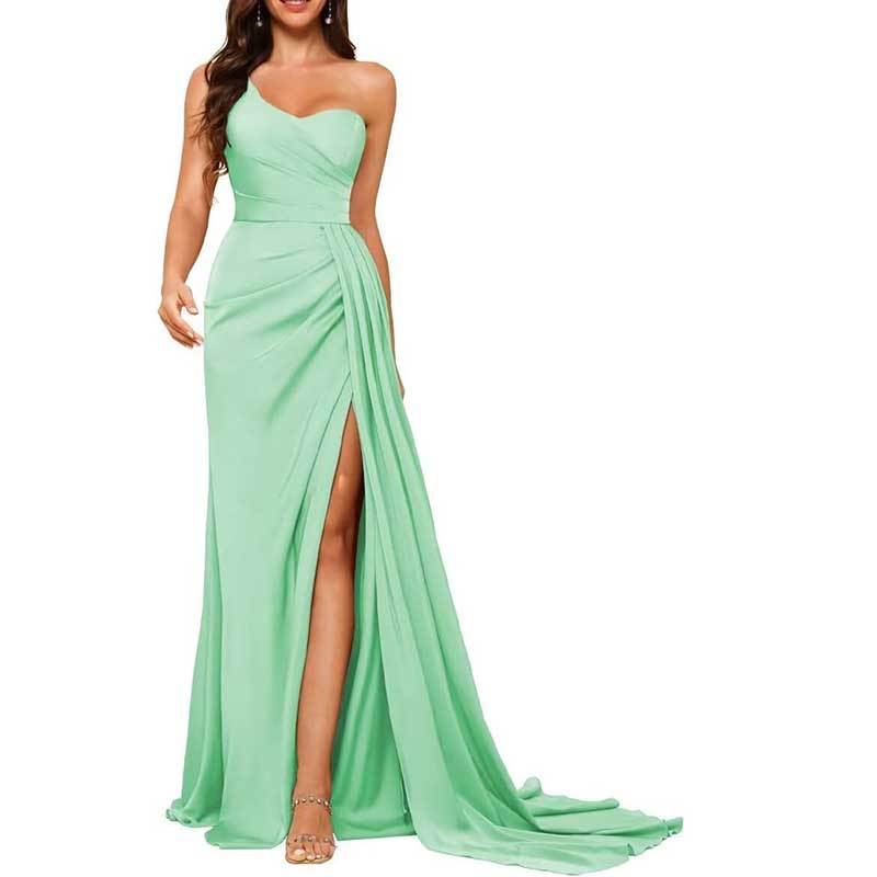 One Shoulder Bridesmaid Dress Prom Gown