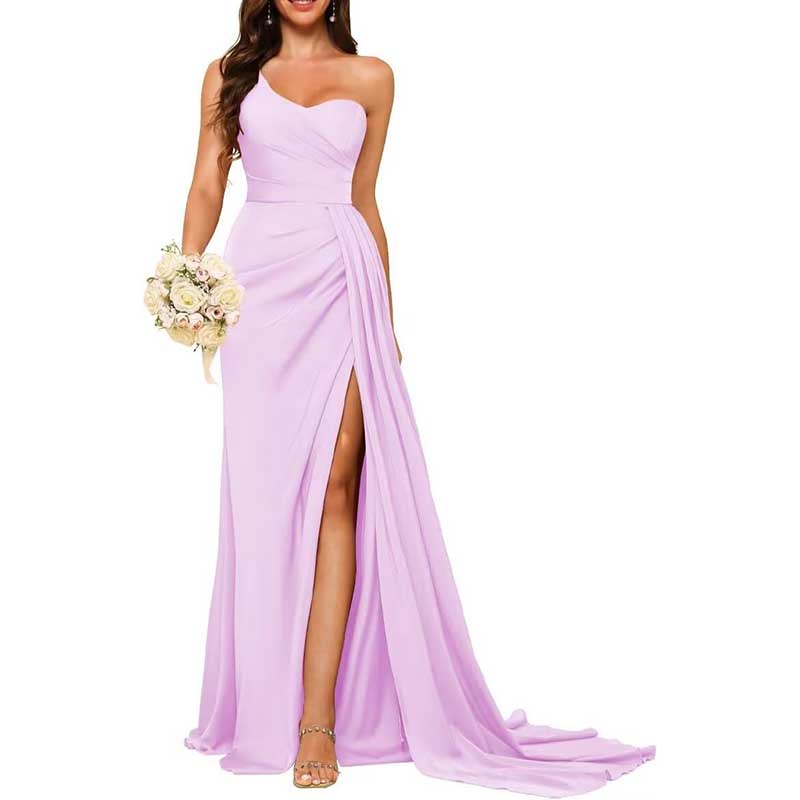 One Shoulder Bridesmaid Dress Prom Gown