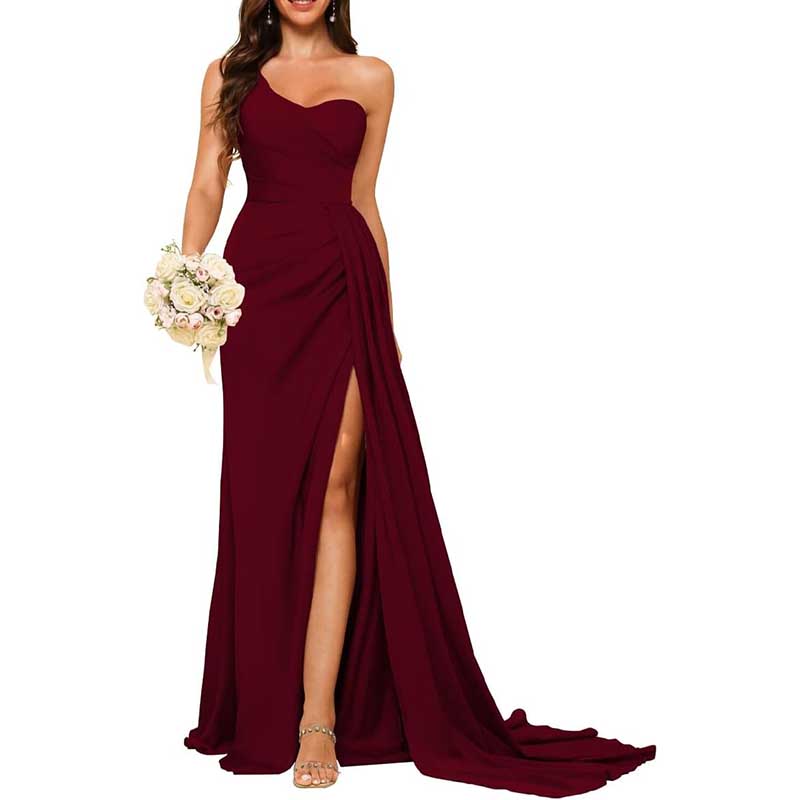 One Shoulder Bridesmaid Dress Prom Gown
