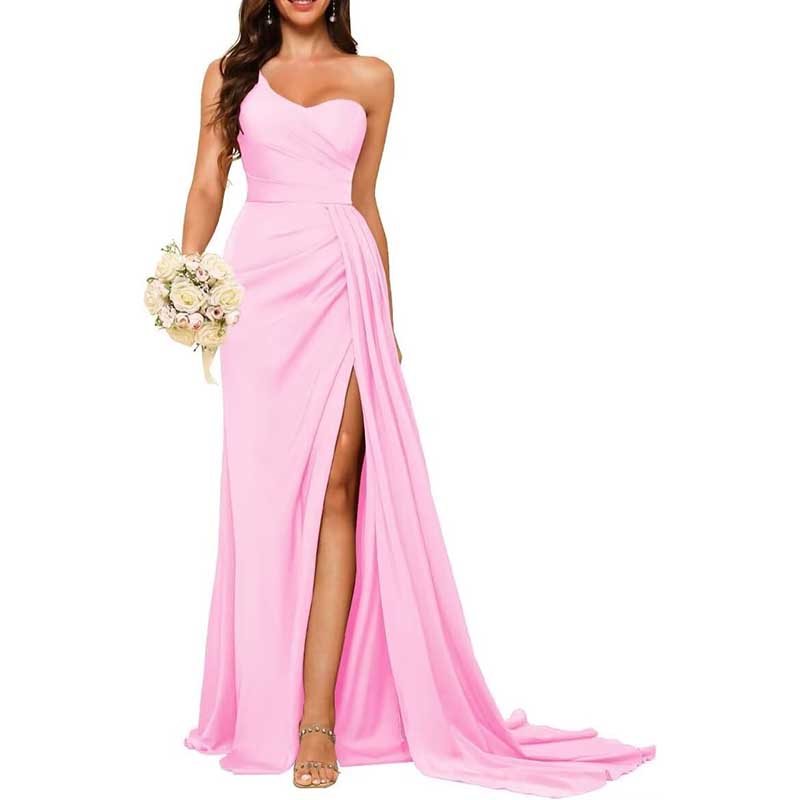 One Shoulder Bridesmaid Dress Prom Gown