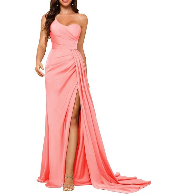 One Shoulder Bridesmaid Dress Prom Gown