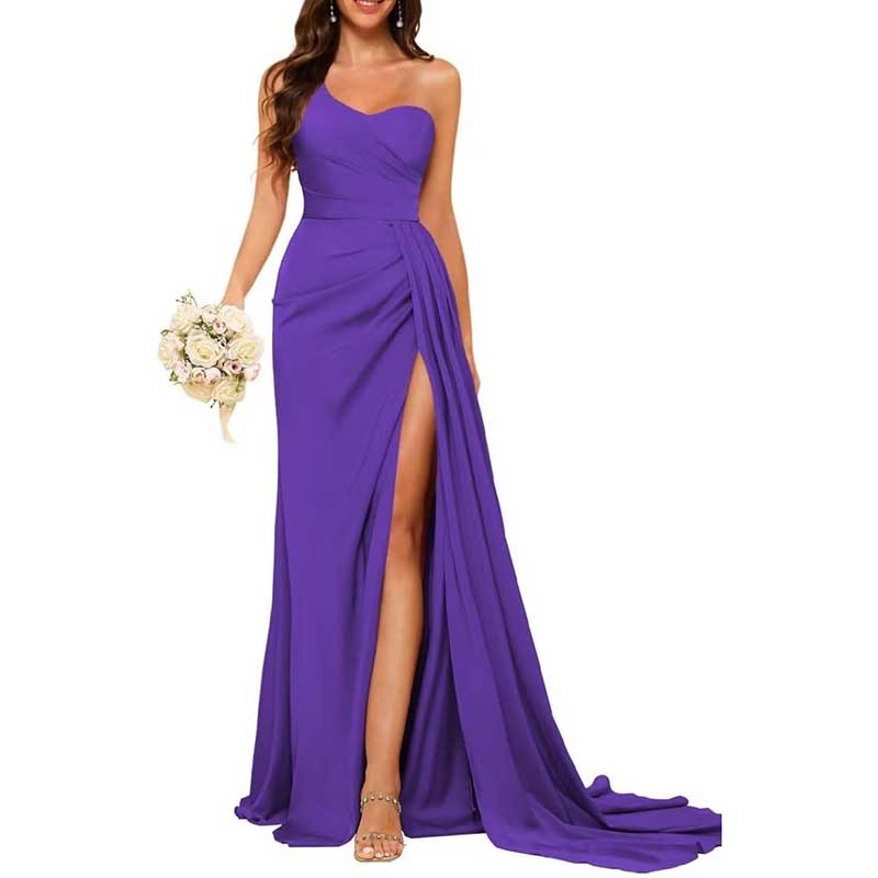 One Shoulder Bridesmaid Dress Prom Gown