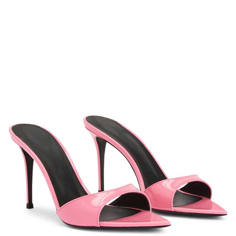 Womens High Heeled Mules Shoes Peep Toe Slip On Sandals Heels