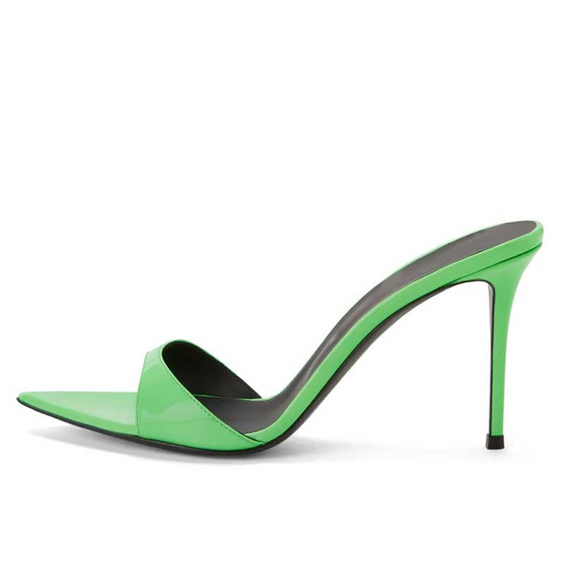 Womens High Heeled Mules Shoes Peep Toe Slip On Sandals Heels
