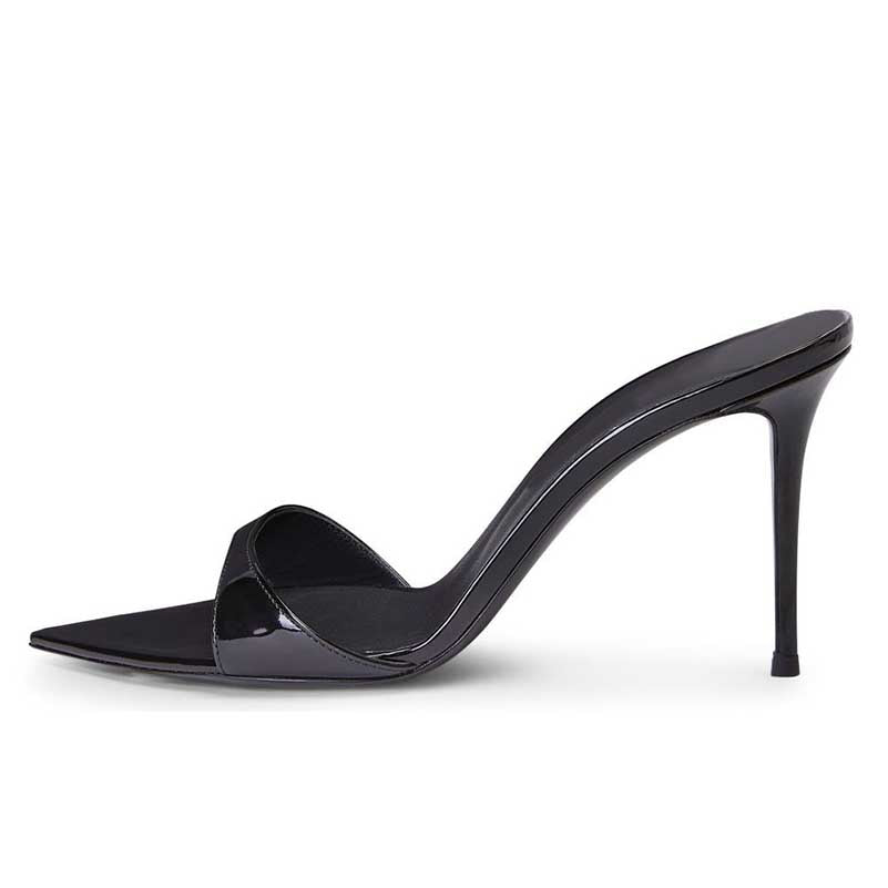 Womens High Heeled Mules Shoes Peep Toe Slip On Sandals Heels