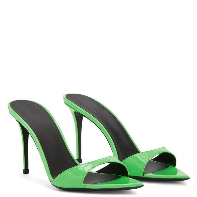 Womens High Heeled Mules Shoes Peep Toe Slip On Sandals Heels