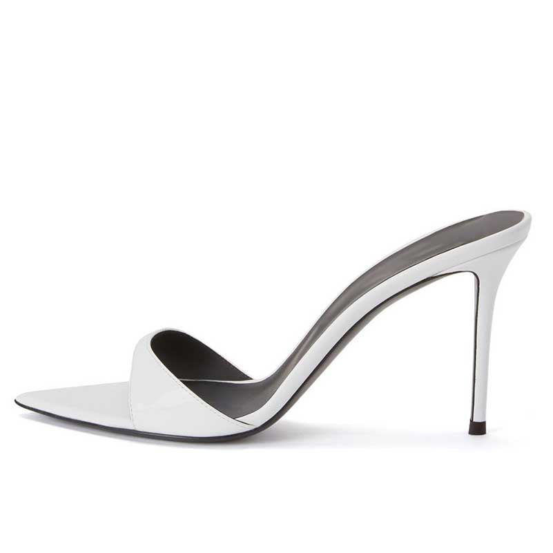 Womens High Heeled Mules Shoes Peep Toe Slip On Sandals Heels