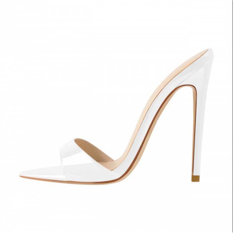 Patent Leather Peep Toe Slip On High Heels Sandals
