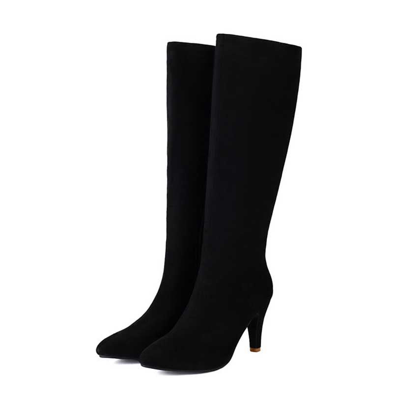 Women's Suede Knee-High Boots with Heel