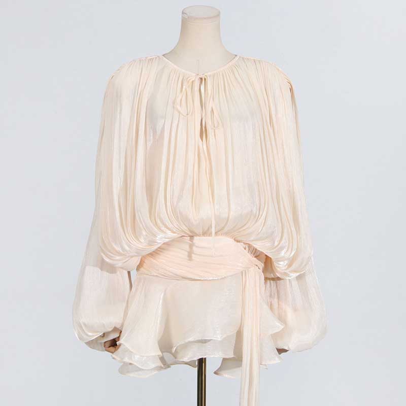 Women's Pleated Ruffle Mini Dress