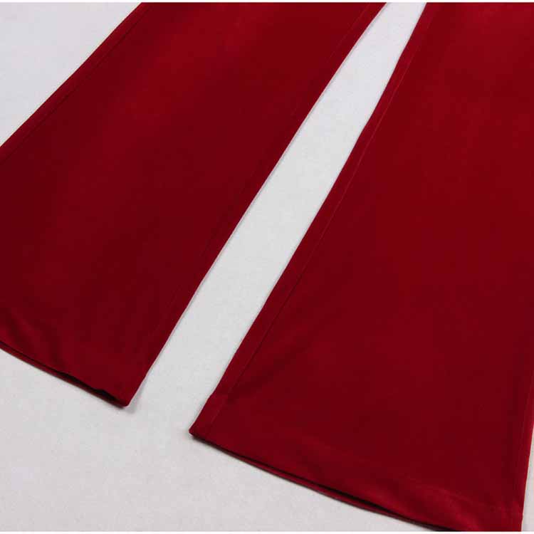 Women Velvet Pantsuit Double Breasted Gold Button Simt Fit Suit