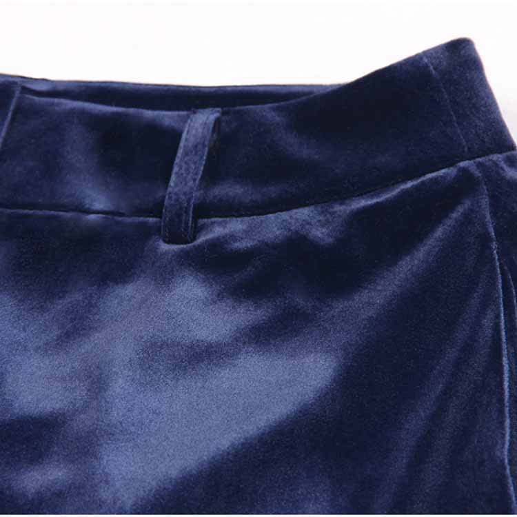 Women Velvet Pantsuit Double Breasted Gold Button Simt Fit Suit
