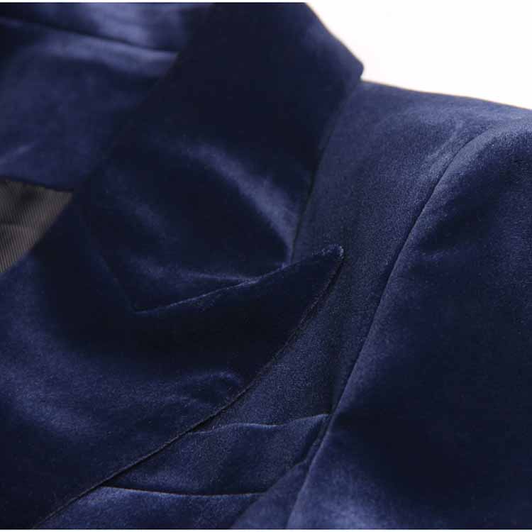 Women Velvet Pantsuit Double Breasted Gold Button Simt Fit Suit