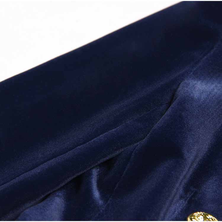 Women Velvet Pantsuit Double Breasted Gold Button Simt Fit Suit