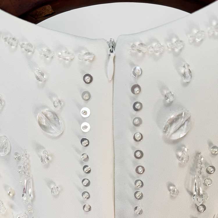 Hand-Beaded Short Dress White Mini Dress