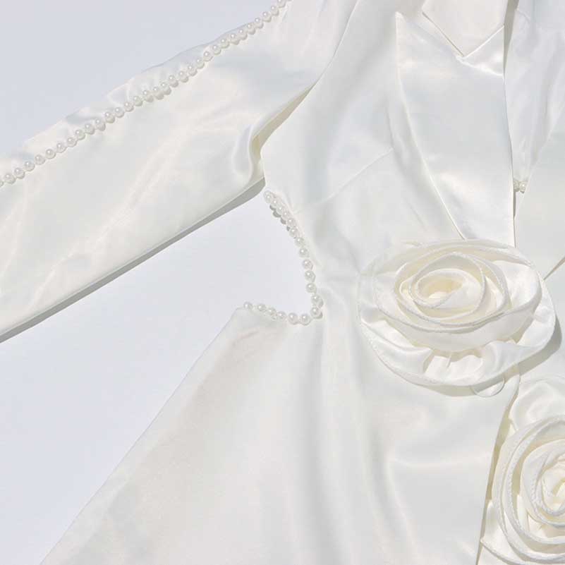 Wedding Suit Flower Pearls Detail Slim Fit Suit