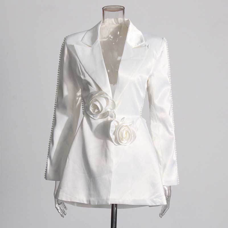Wedding Suit Flower Pearls Detail Slim Fit Suit